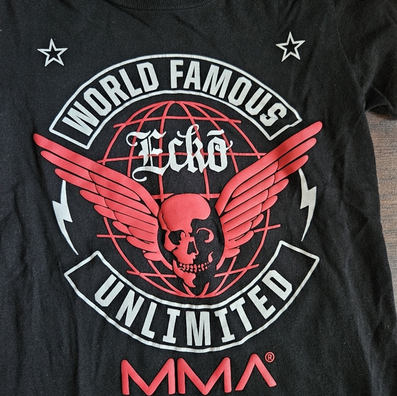 Ecko Unltd. Unlimited MMA T Shirt Mens Small Black Double Sided Grunge - Picture 2 of 7